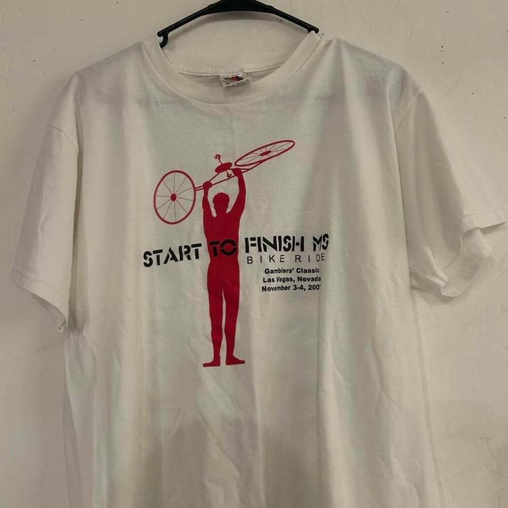 Fruit of the Loom Start to Finish MS Bike Ride T-Shirt L White